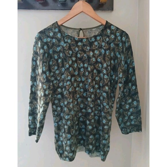 Talbots 100% Cashmere Sweater Est Size Small Brown Green Peacock Quiet Luxury - Picture 1 of 8